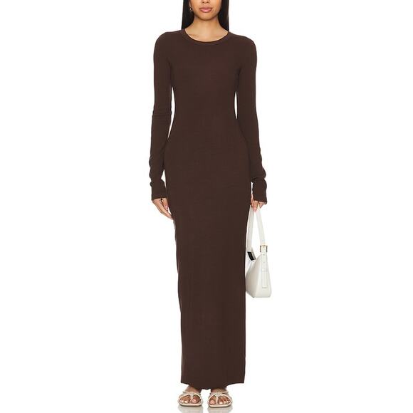 Cotton Citizen x Revolve 'Verona' Brown Cotton Crewneck Maxi Dress Size S - Picture 1 of 4